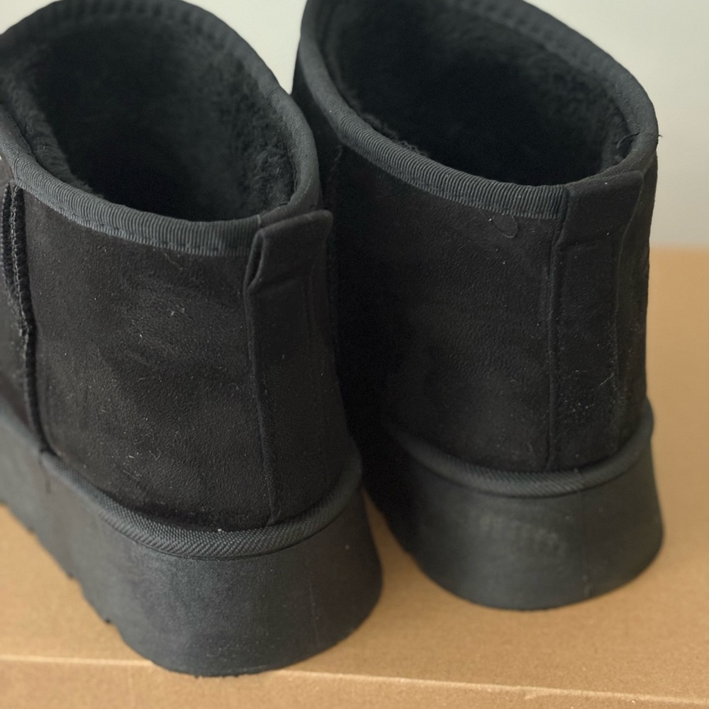 🖤 CloudAIR Black Platform Ankle Boots | Cozy Faux Suede Lined Booties - Picture 5 of 11